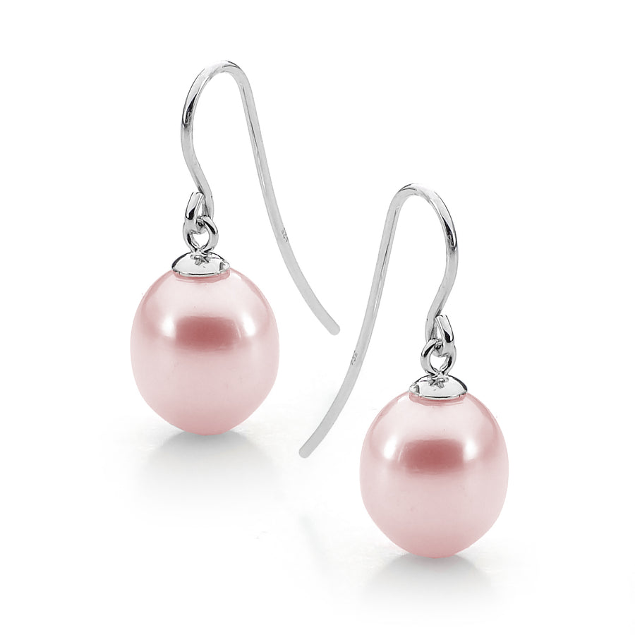 Sterling Silver Pink Freshwater Pearl Drop Earrings